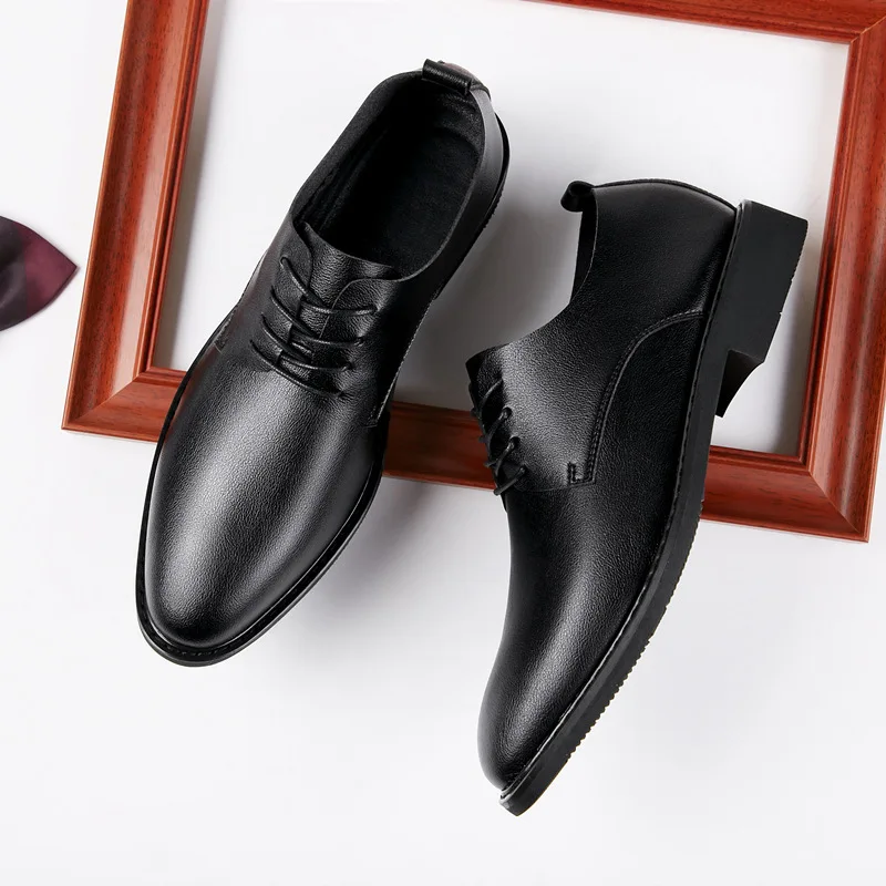 

2024 New Spring/summer Formal Leather Business Casual Men's Youth Comfortable Sole Single Shoes Soft мужская обувь мужские туфли