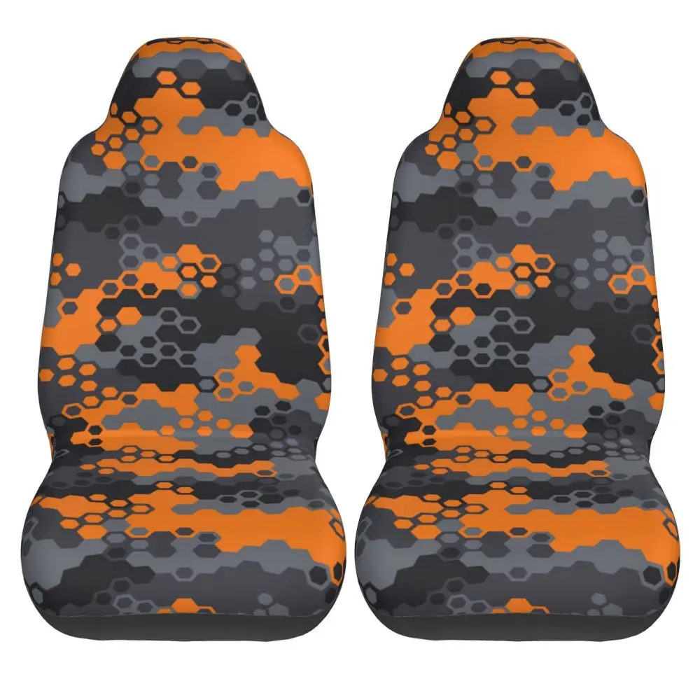 Orange Camouflage Car Seat Cover, Seat Cover, Anti Fouling and Convenient Protective Cover, Unique Style, 2PCS Universal Type