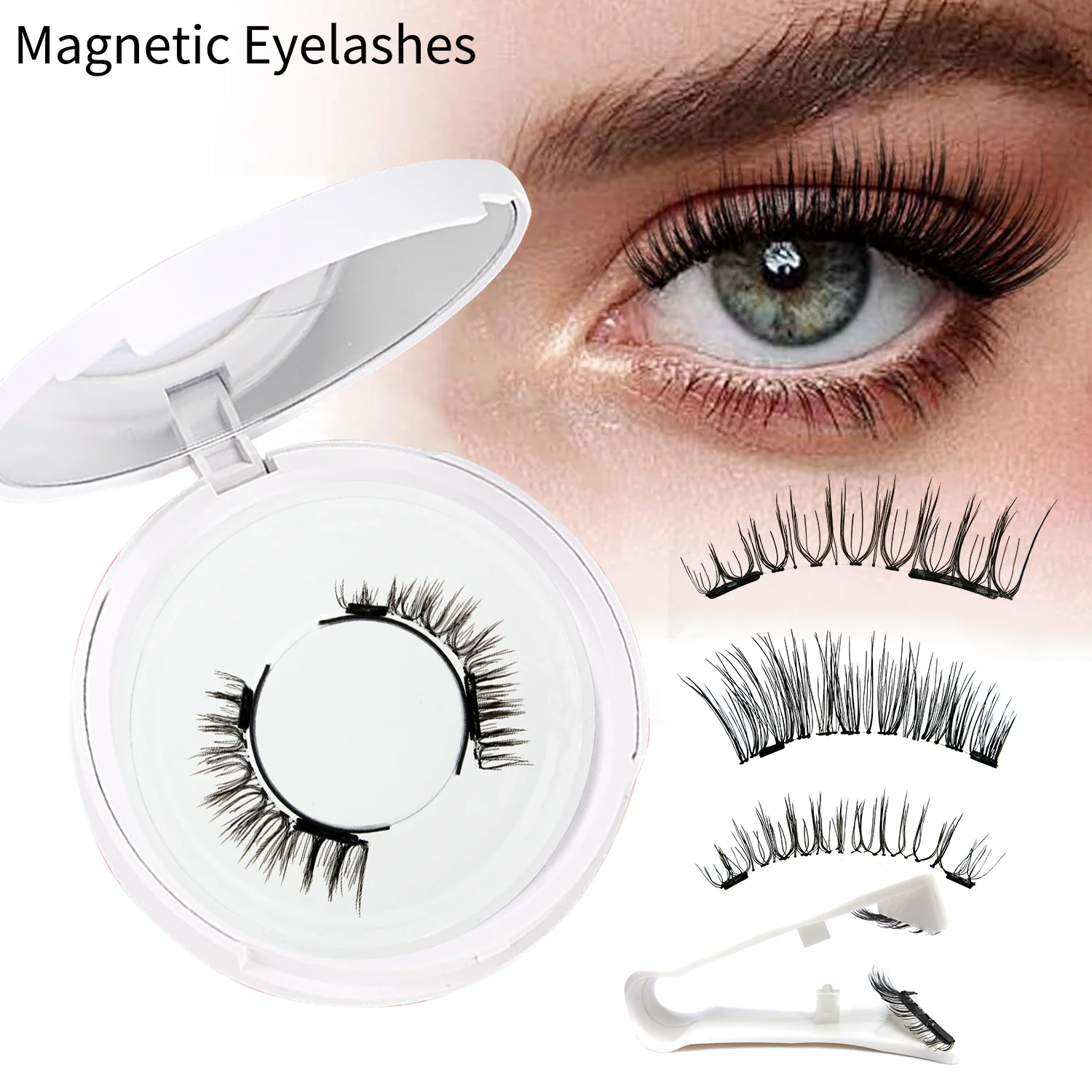 New Magnetic False Eyelashes Glue-free Easy to Wear Eye Makeup Tool Natural Soft eyelashes with box