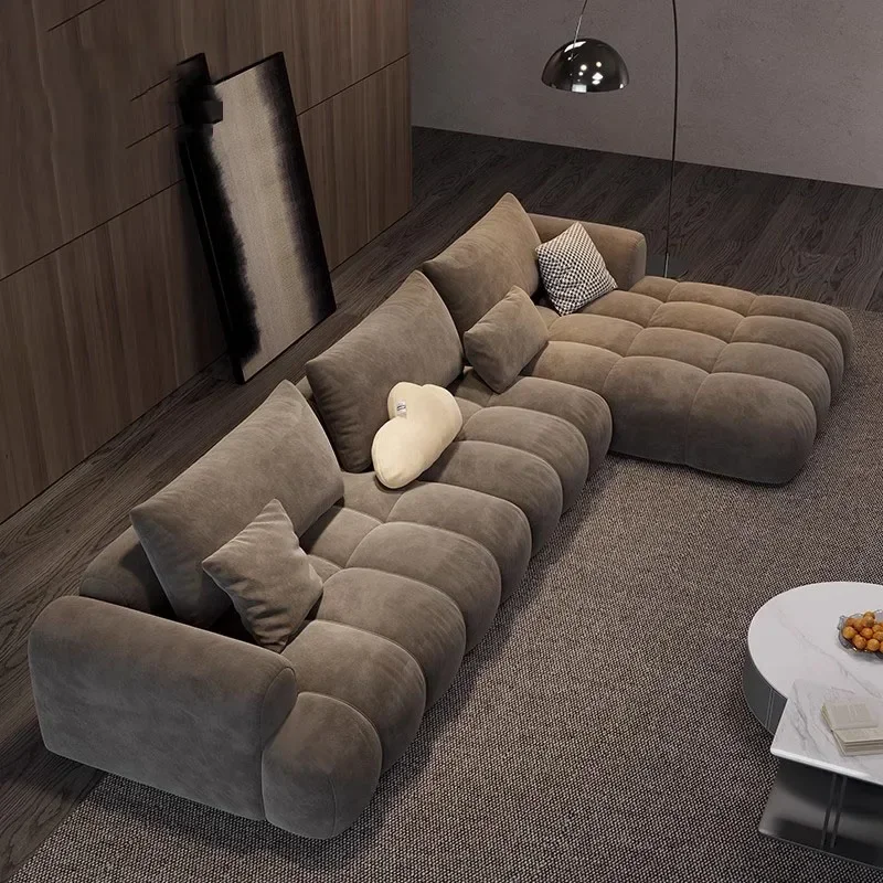 โซฟาสำหรับห้องนั่งเล่นโซฟาแฟนซียืดได้สีน้ำตาล sofa recliner นุ่มผ่อนคลาย