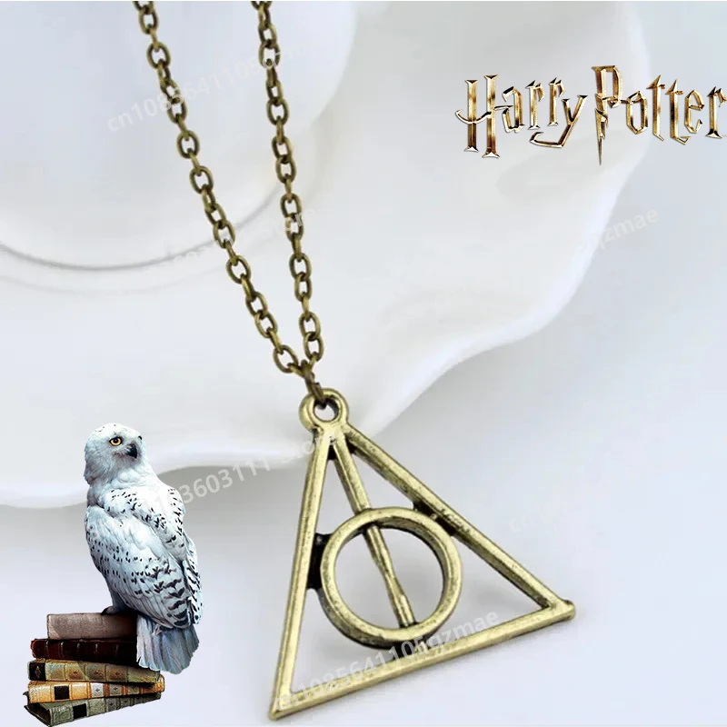 Harries Series Necklace Vintage Stylish Minimalist Potter Deathly Hallow Triangle Pendant Movie Fashion Jewelry No Rotation Gift