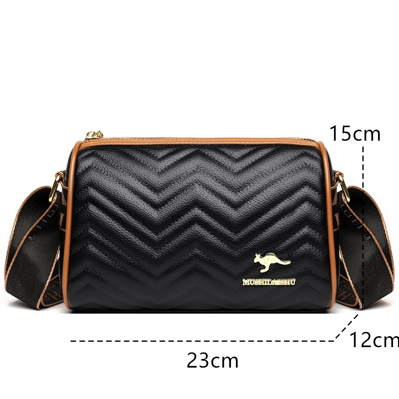 Luxury Leather Brand Messenger Bag Ladies Wide Strap Satchel Handbag Women High Quality Shoulder Crossbody Bag New Purse Tot
