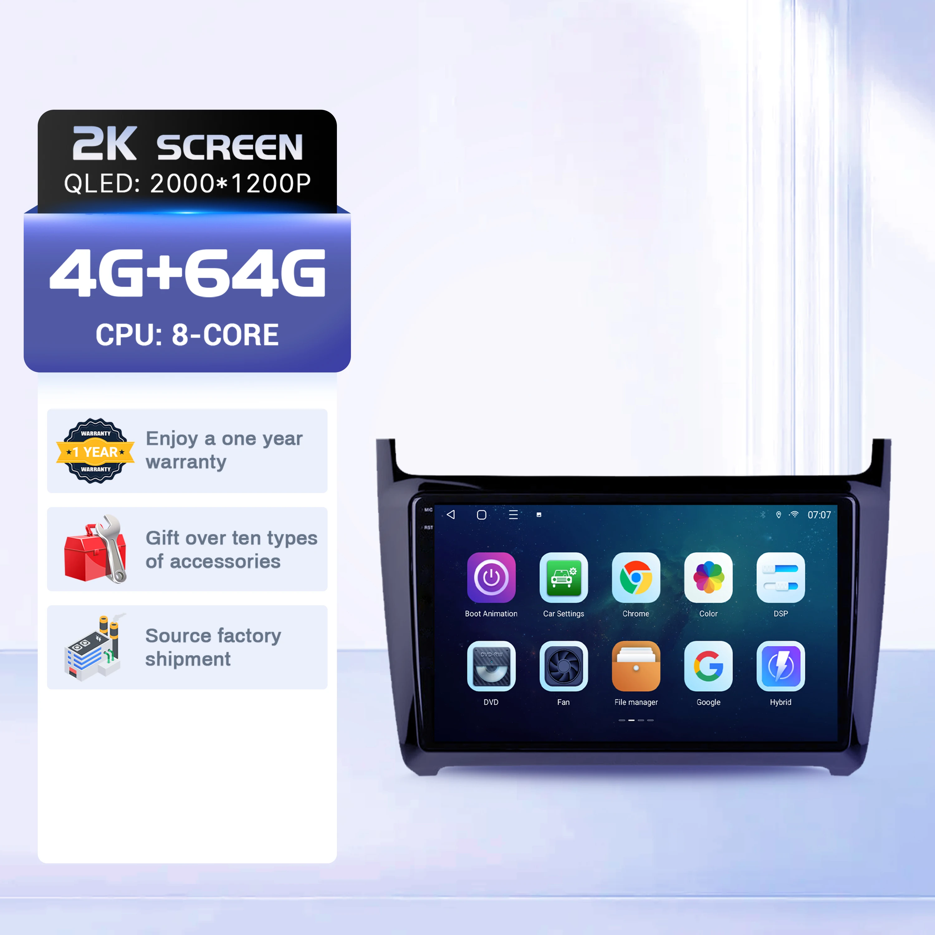 9 inch autoradio voor Volkswagen Polo 5 Sedan 2008-2020 Android 16 draadloze BT Carplay multimedia navigatie touchscreen 2K QLED scherm