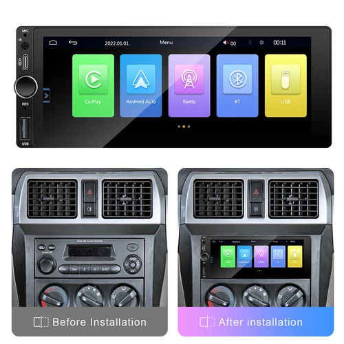 Imagen 2 del producto IPS 6,9 pulgadas 1Din con cable Carplay Android Auto Radio de coche Multimedia Video reproductor MP5 pantalla táctil Universal Autoradio estéreo