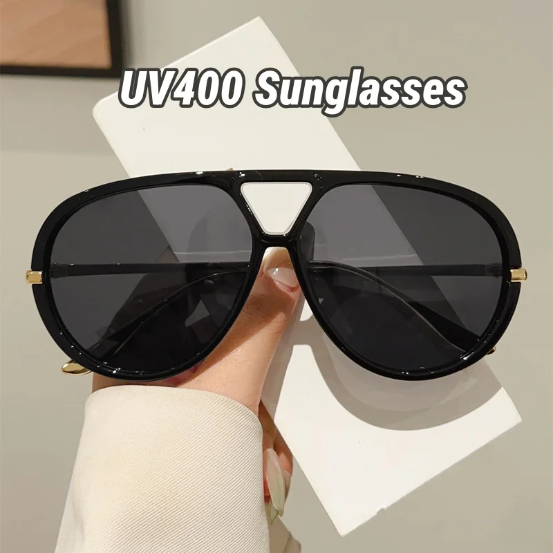 

Large Frame Slimming Sunglasses Fashion Street Photography Concave Style Tourist Resort Sunglasses UV400 Shades Eyewear