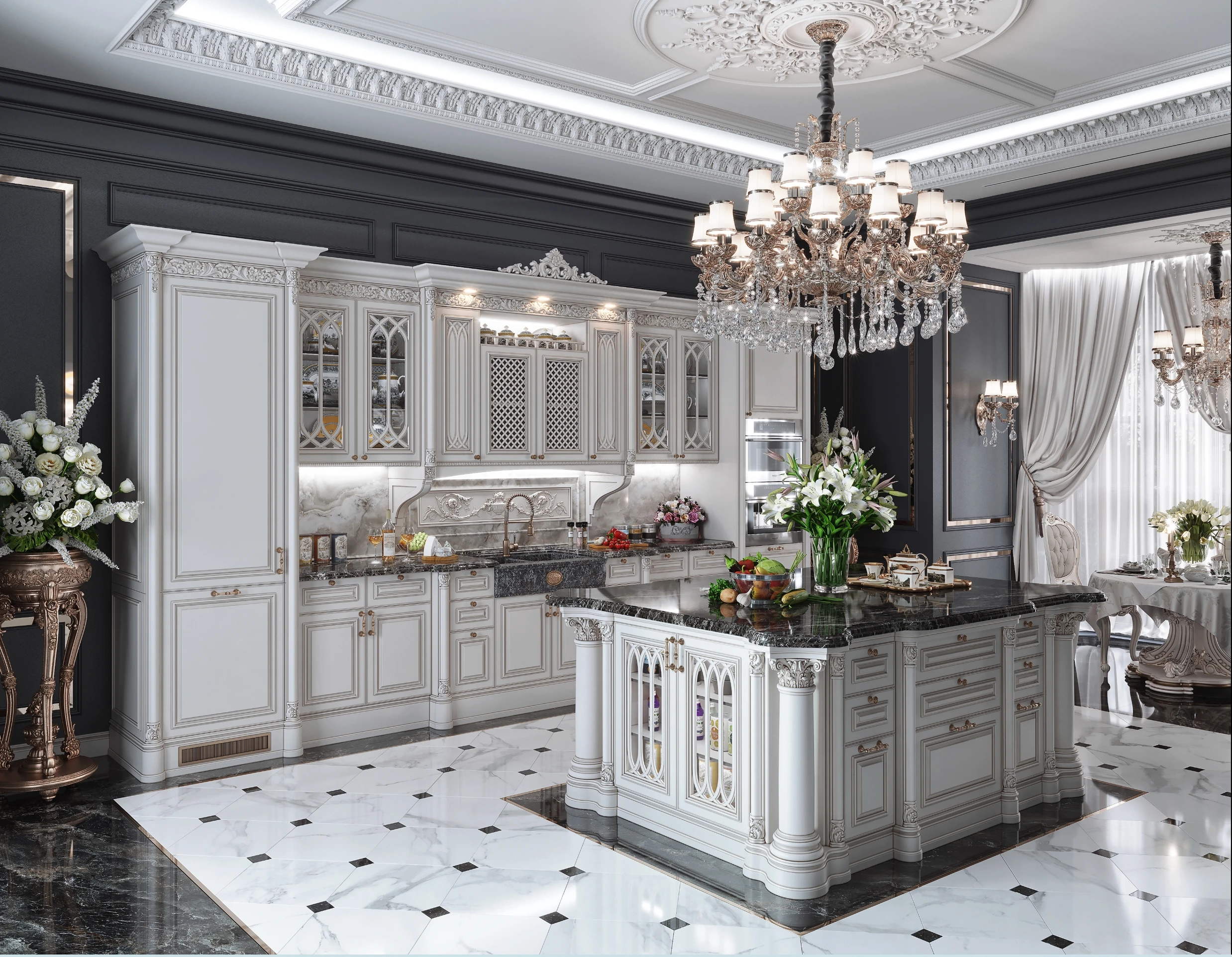 Classic Luxury Carbonized wood cabinet
