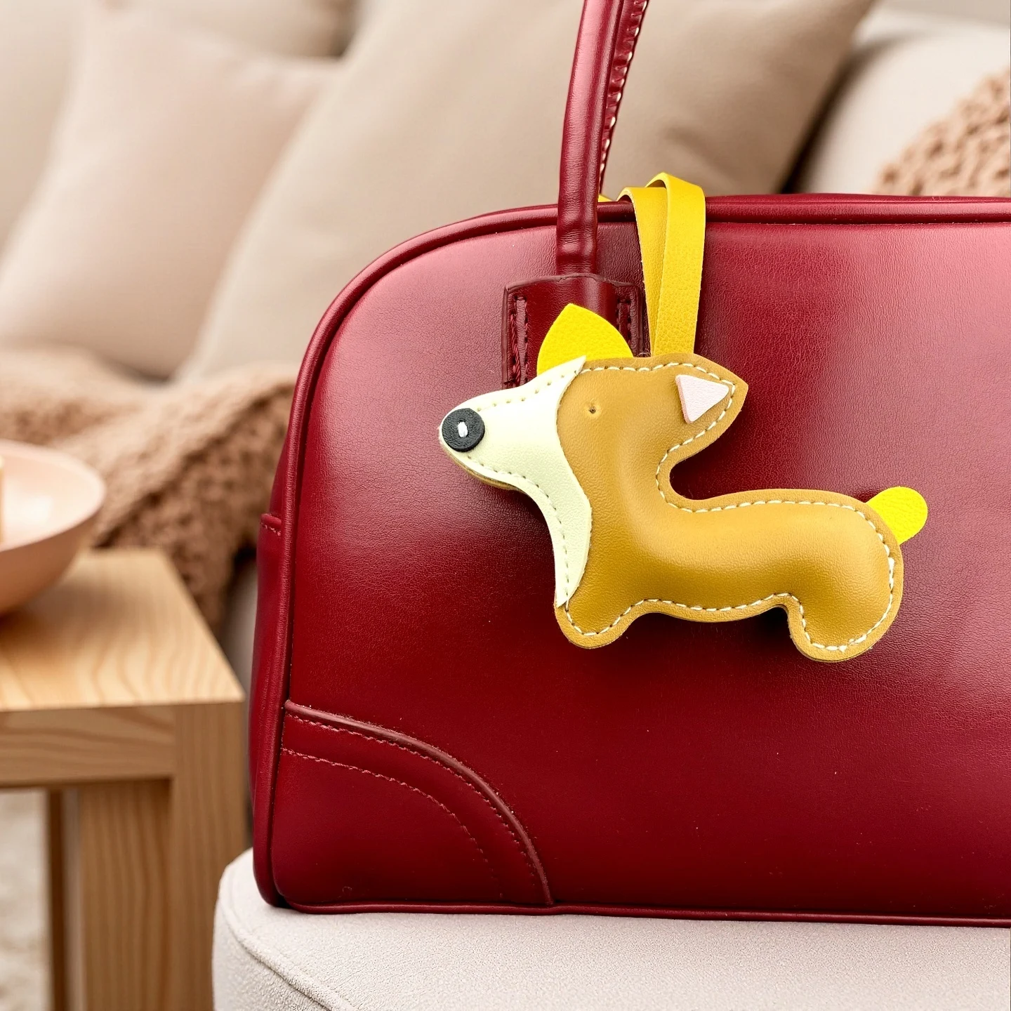Cute PU  Leather Corgi Bag Charms-Set of 5 Aesthetic Pendant Keychains-Adorable Short Leg Dog Purse Accessories-Quirky Gift