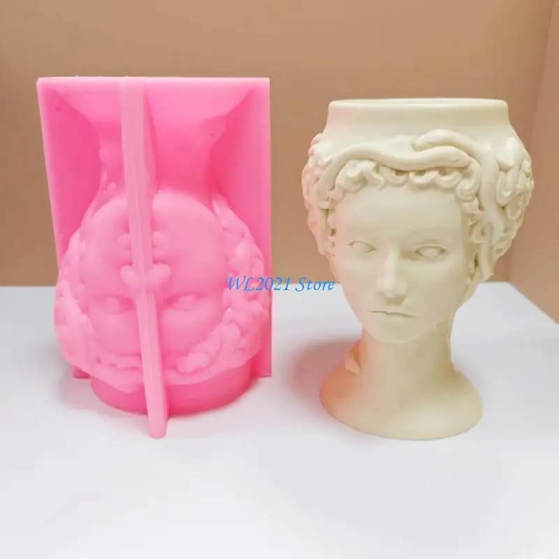 G5GC Planter Vase Moulds Medusas Shapes Cements Mold Silicone Material Suitable for DIY Hand-Making Plant Flowerpot