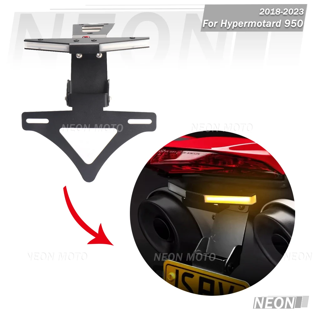 

Motorcycle Rear Short Tail For DUCATI Hypermotard 950 Brake Turn Signals Integrated LED Lights License Plate Bracket 2018-2023