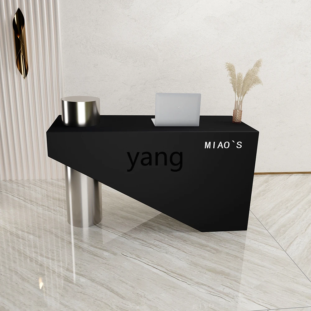 

LMM Simple Modern Bar Counter Stainless Steel Counter Small Store Company Front Desk