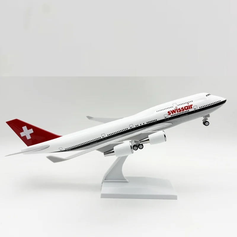 

Souvenir Plane Toy Swiss Air B747 Airplane Airways Display Resin 1/250 Scale 30CM Airplane Model Aircraft Collected Gift By A