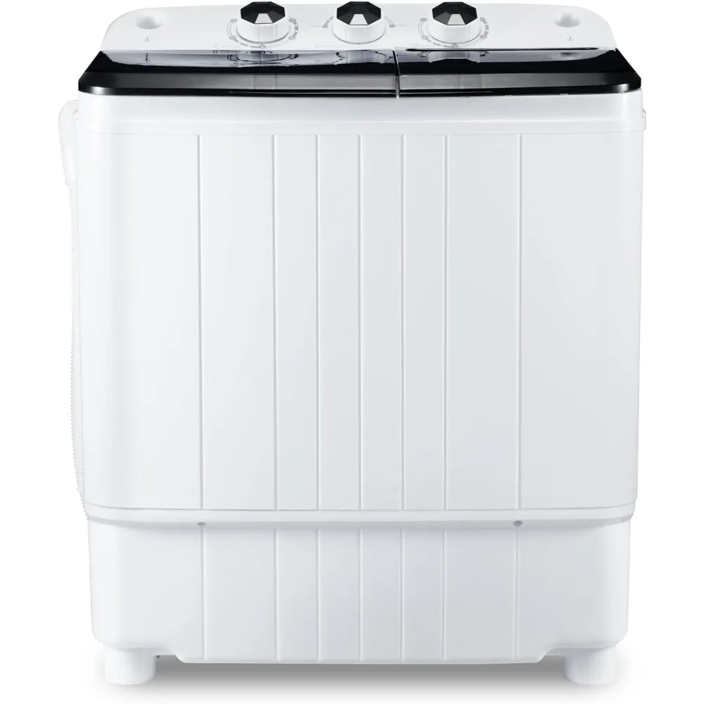 17.6Lb Portable Twin Tub Washing Machine with Gravity Drain Pump - For Apartments, Dorms, RVs