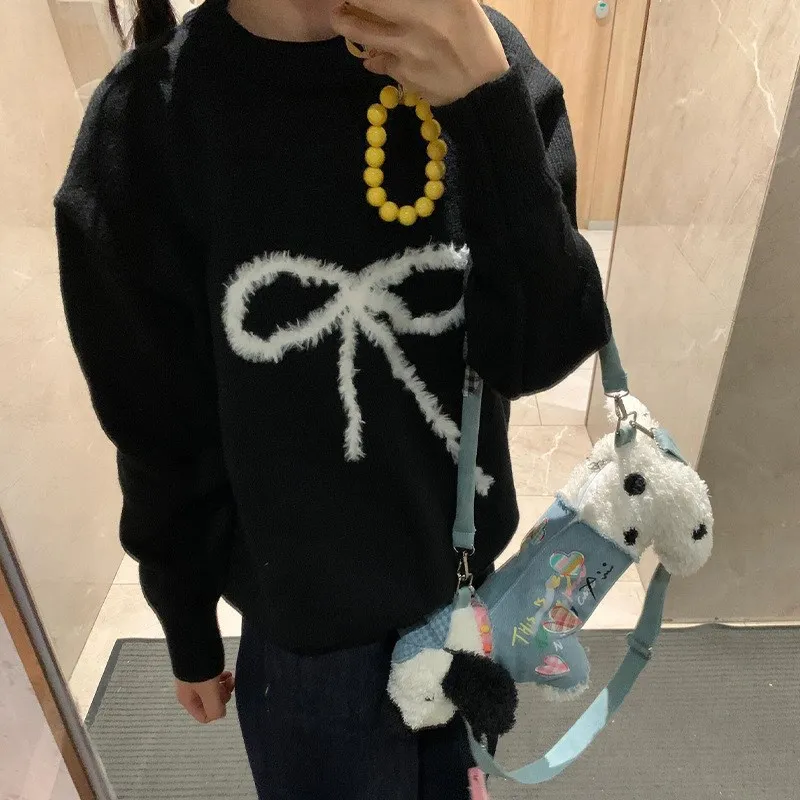 

Уютный женский свитер Lazy Bla с круглым вырезом, осенне-зимний, модный, из комфортного мягкого материала, легко носить, с длинными рукавами, вязаный.