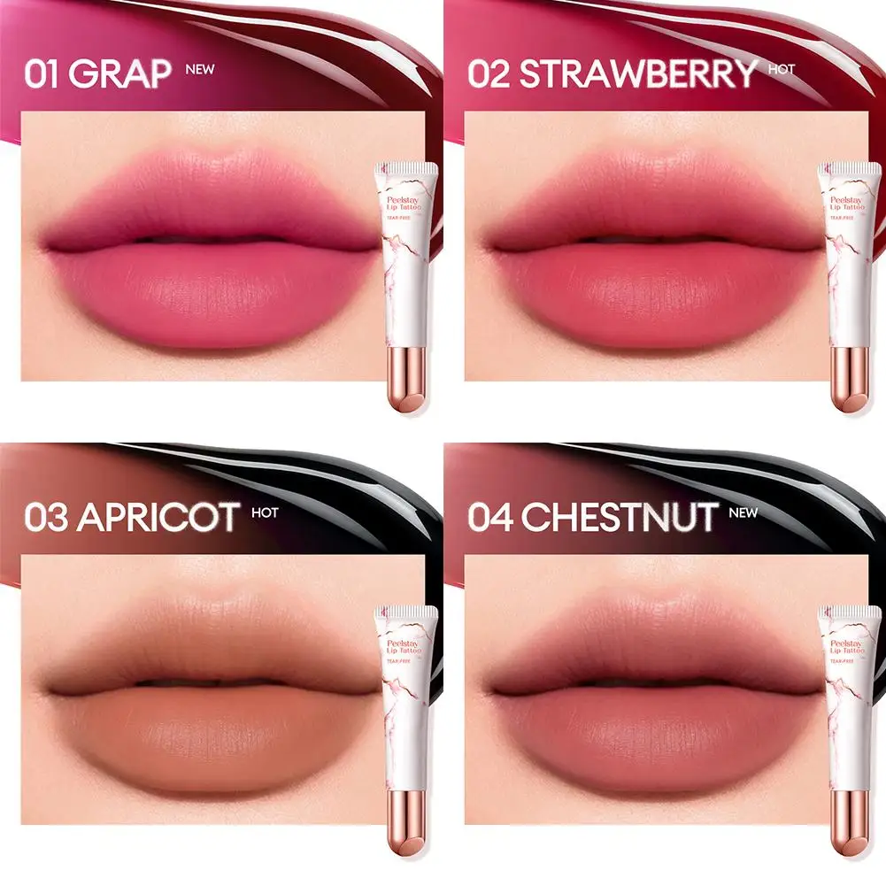 Velvet Matte Non-stick Cup Gentle Nourishing Peel-off Lip Gloss Peelstay Lip Tattoo TEAR-FREE Color-locking Tear-pull Lip Glaze