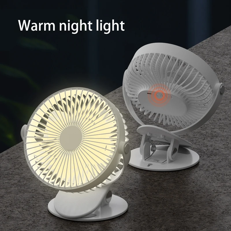 JMK Smart Factory Wholesale Portable 2000mAh USB LED Night Light Rechargeable Wireless Mini Clip Fan