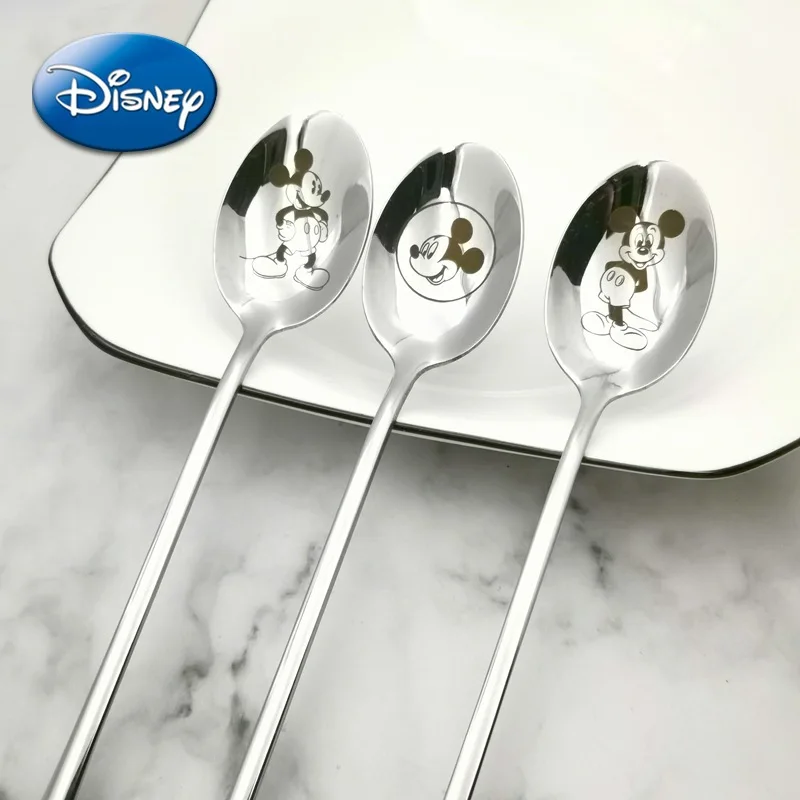 

Disney Spoon Fork Mickey Mouse Winnie Metal Stainless Steel Rice Cake Coffee Spoon Fruit Fork Kids Tableware Kitchenware Gift