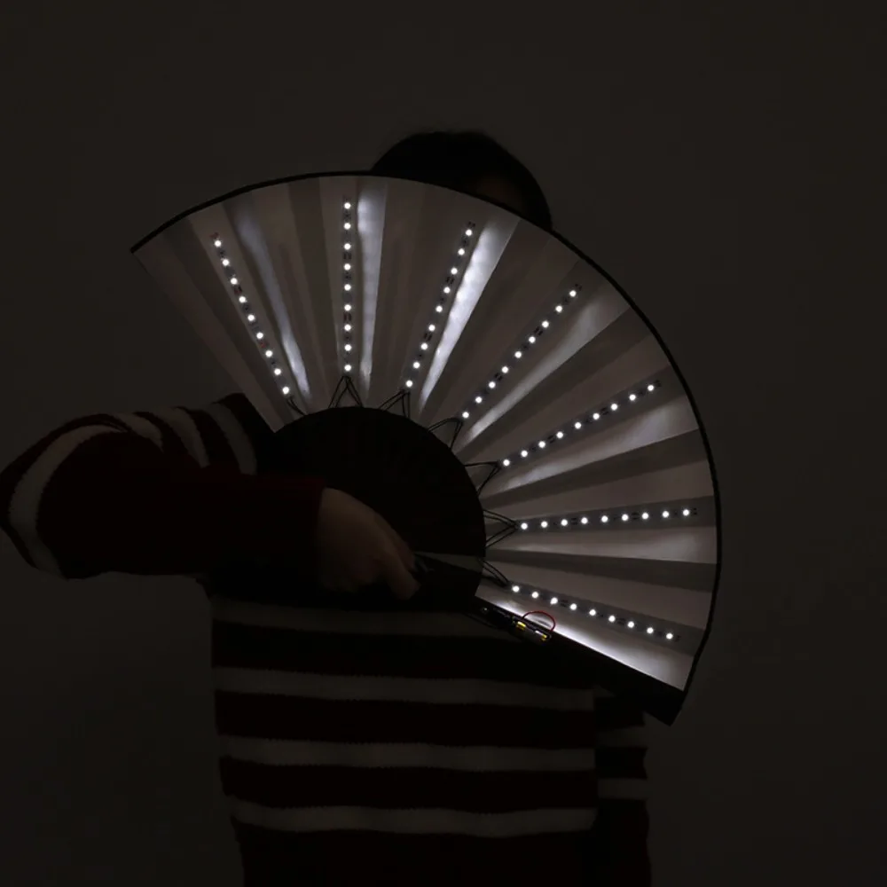 Creative Glow Folding LED Fan Portable Colorful Dancing Light Fan Festivals Glow in The Dark LED Luminous Fan Party Performance