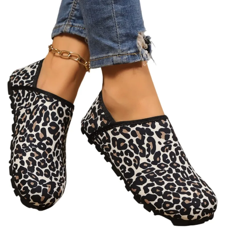 Wohnungen Leoparden muster Slipper Frauen Schuhe lässige Turnschuhe Winter kurze Plüsch warme Baumwoll schuhe Designer neue Mujer Zapatos