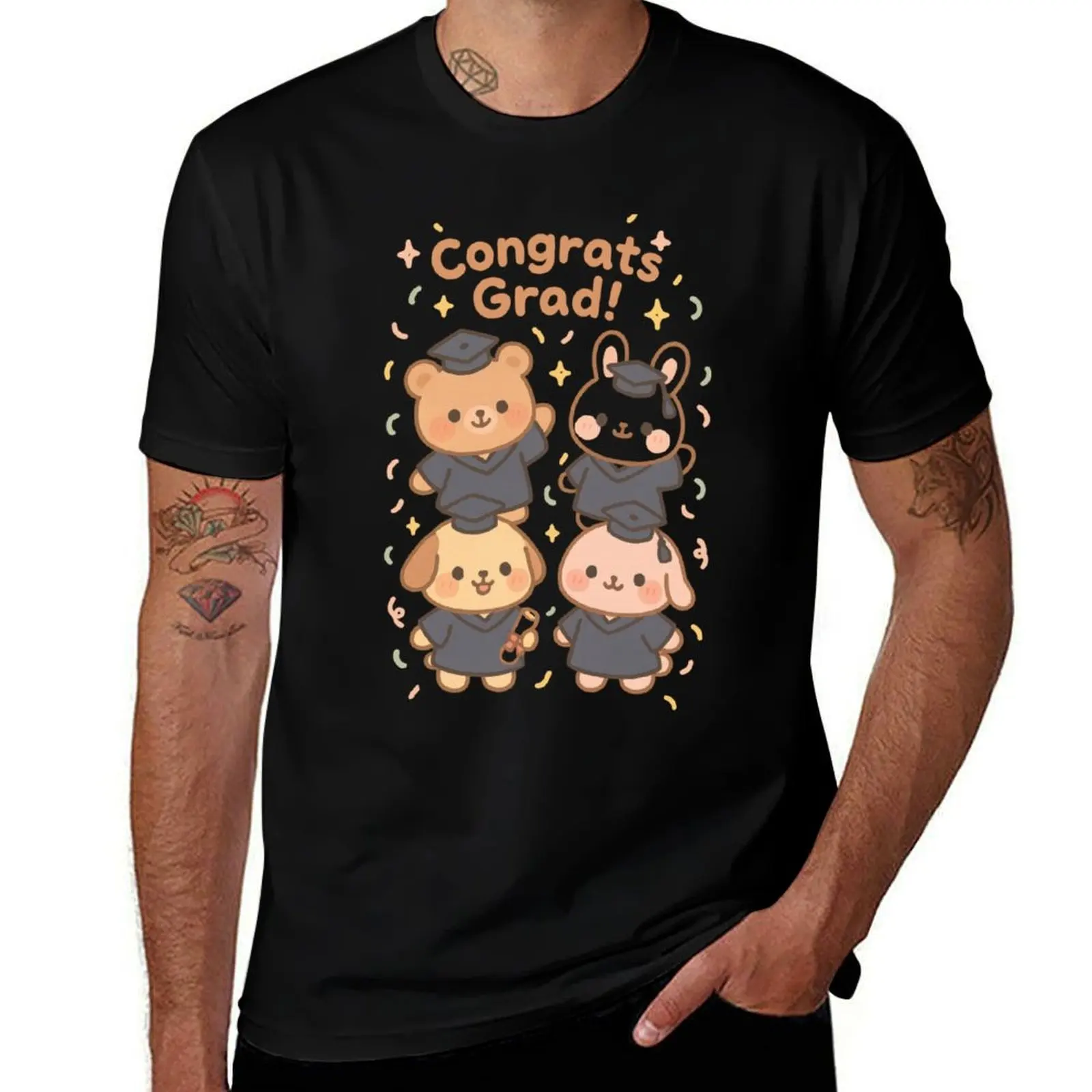 

Congrats Grad! Kawaii Animal Graduation Stack T-Shirt funny meme t-shirts vintage anime shirt man t shirt clothing for men