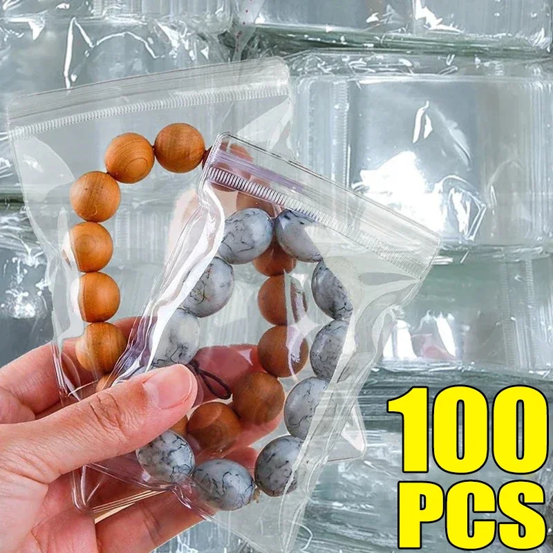 10-100Pcs Transparent Plastic Jewelry Bags PVC Anti-Oxidation Self-Sealing Bag Rings Earrings Necklace Display Packaging Pouch