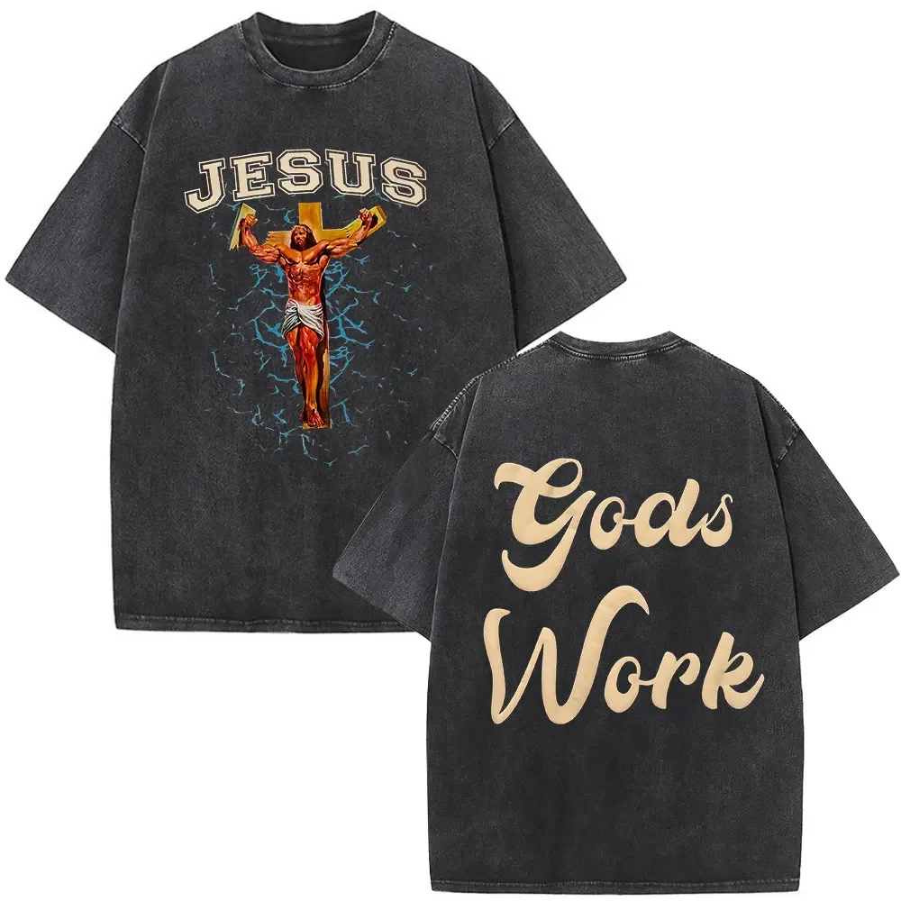 Christian Jesus Is The Way Washed Vintage T Shirts Men Women Fashion Casual Soft Cotton T-shirt Male Oversized Crewneck Tshirt