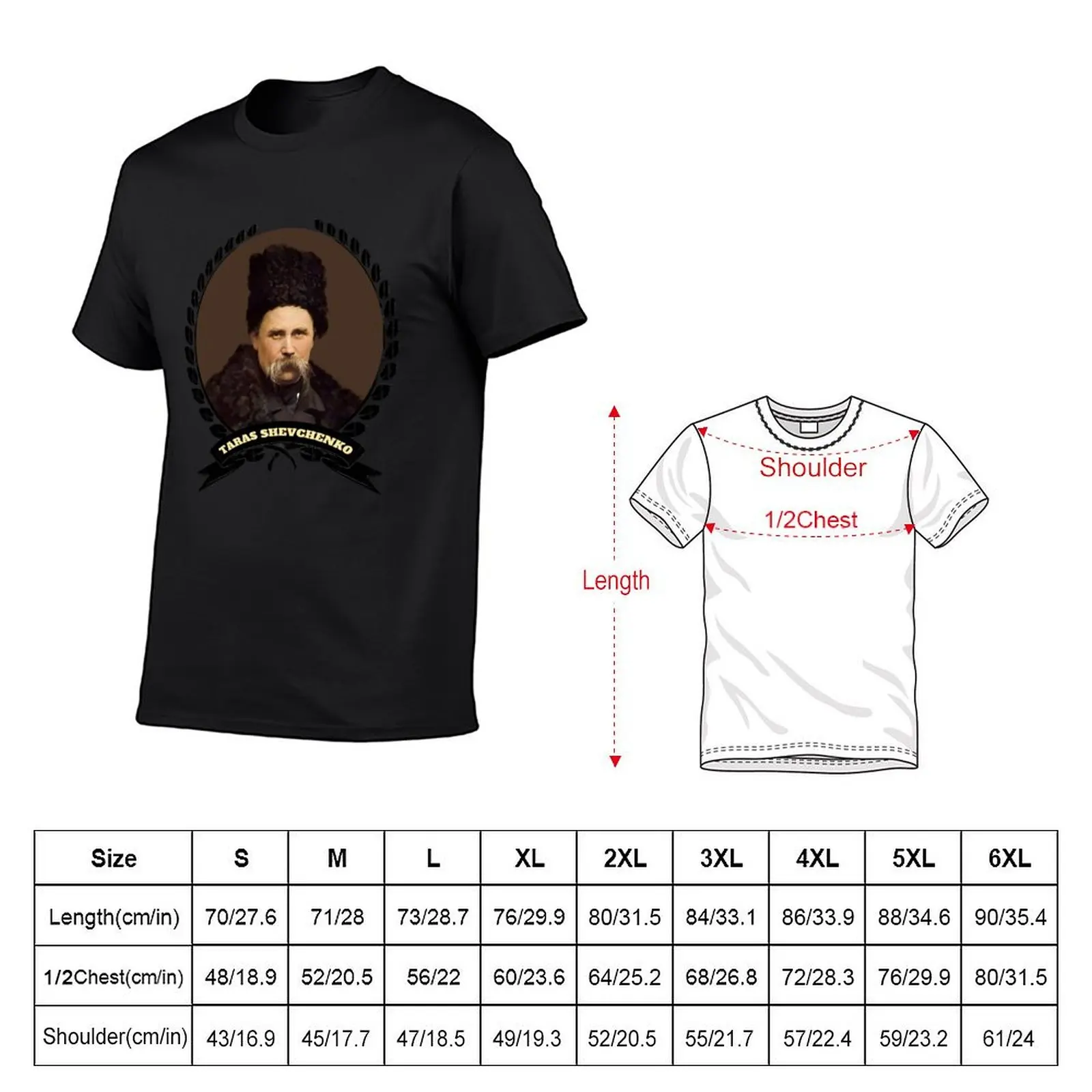 Portrait of Taras Shevchenko T-Shirt hippie clothes graphics plain black t shirts men