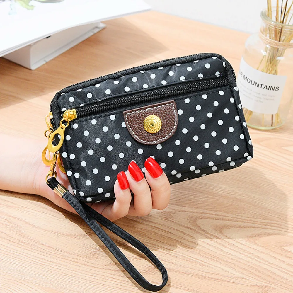 New Nylon Female Short Wallet Large Capacity Multifunctional Zipper Purse Four Zippers Phone Bag