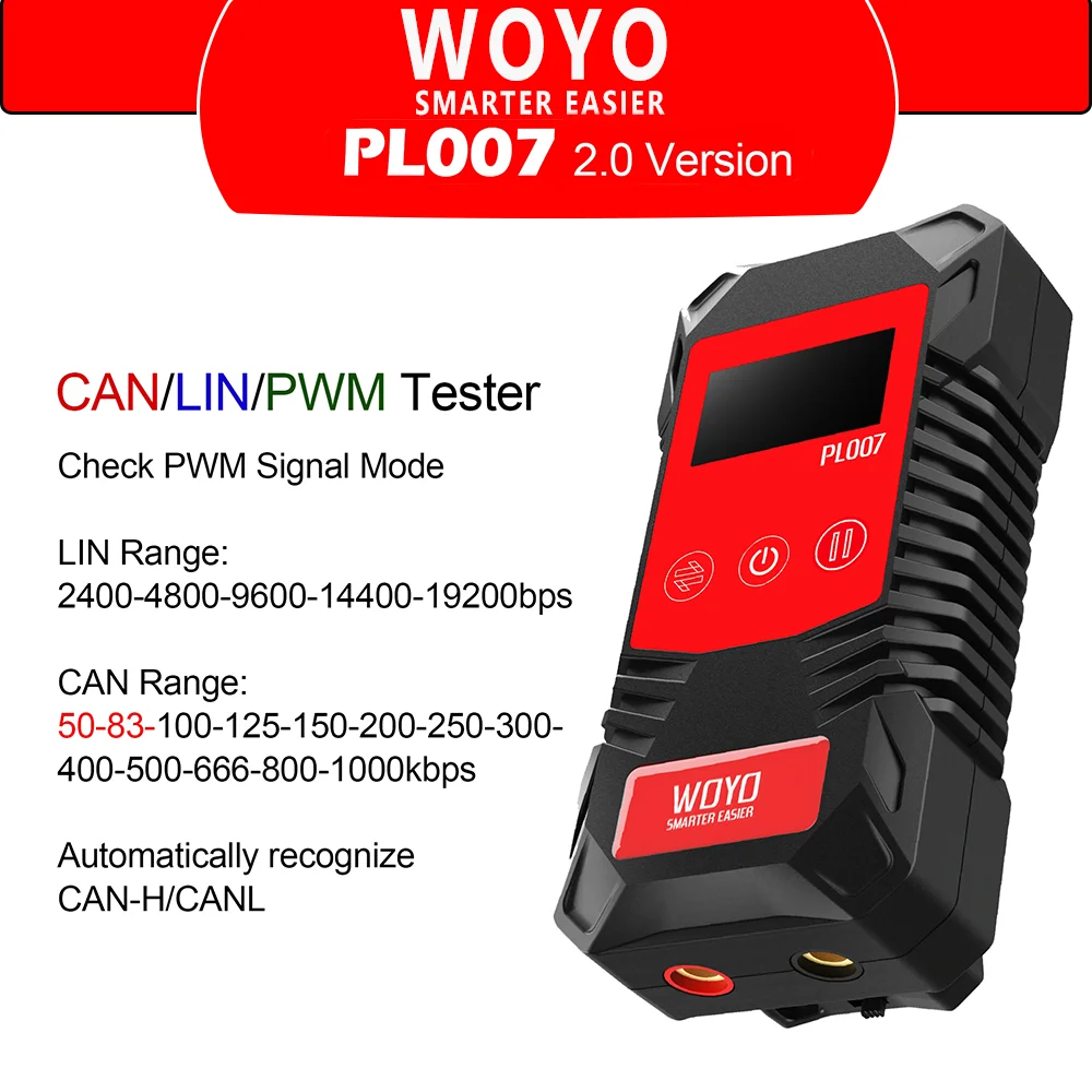 WOYO PL007 CAN LIN PWM Bus Tester Professional Car Electronic Diagnostic Tool 20V Voltage Measurement for Auto Repair