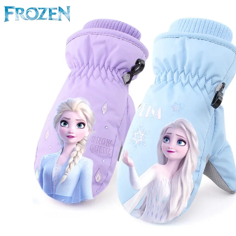 Hasbro princesa Elsa dibujos animados lindo niña guantes de esquí con dedos creativo Kawaii terciopelo grueso cálido e impermeable guantes para niños