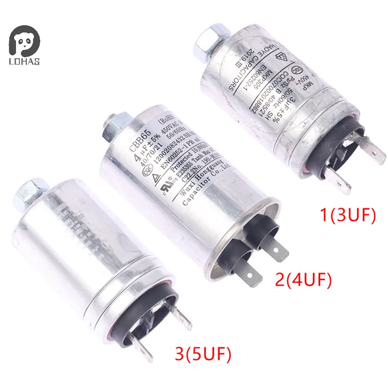 MKP3UF4UF5UF 450VAC Dish Washer Part Aluminum Housing Double Insert Capacitor for Air Compressor Water Pump Motor