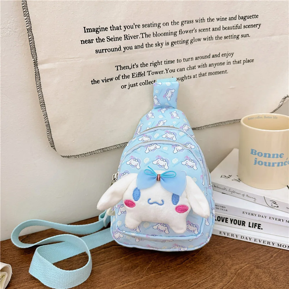 Torba na ramię Cinnamoroll Pom Pom Purin Kuromi, torba z postaciami z kreskówek, przenośny plecak podróżny, torebka, torba na zakupy, prezent świąteczny dla chłopców i dziewcząt