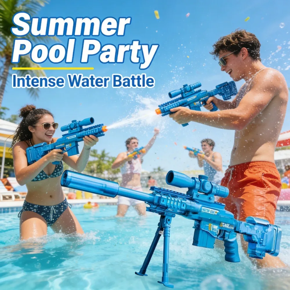 

Children Electric Water Gun Toy with Flashing Light Long Range Automatic Continuous Shooting Water Game Summer Outdoor Beach Toy