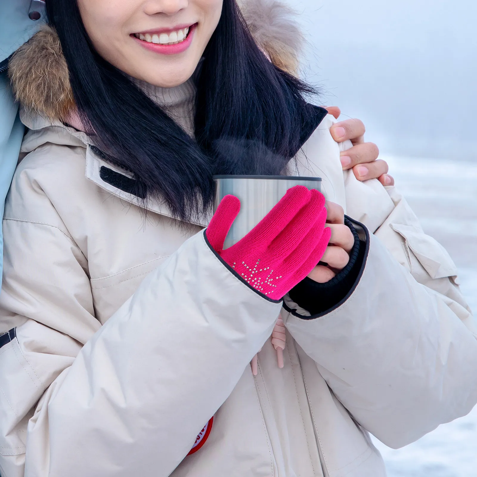 

1 Pair Ice Skating Gloves Non Slip Figure Skating Accessories Thick Palm Performance Gloves for Women Youth Practice