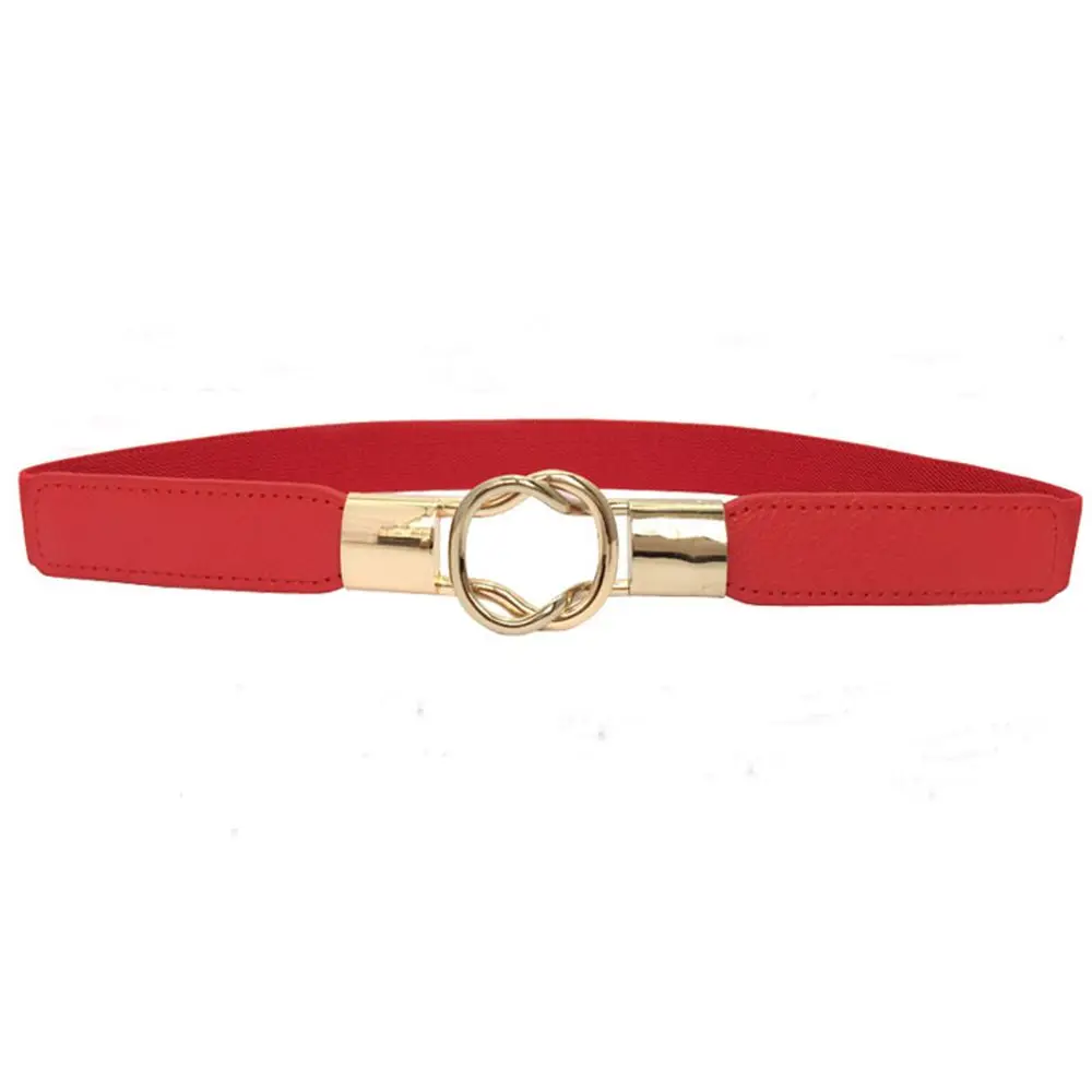 Fashion Small Gold Buckle Stretch Vintage Circle Buckle Waist Band Elastic Waistband Belt Elasticated