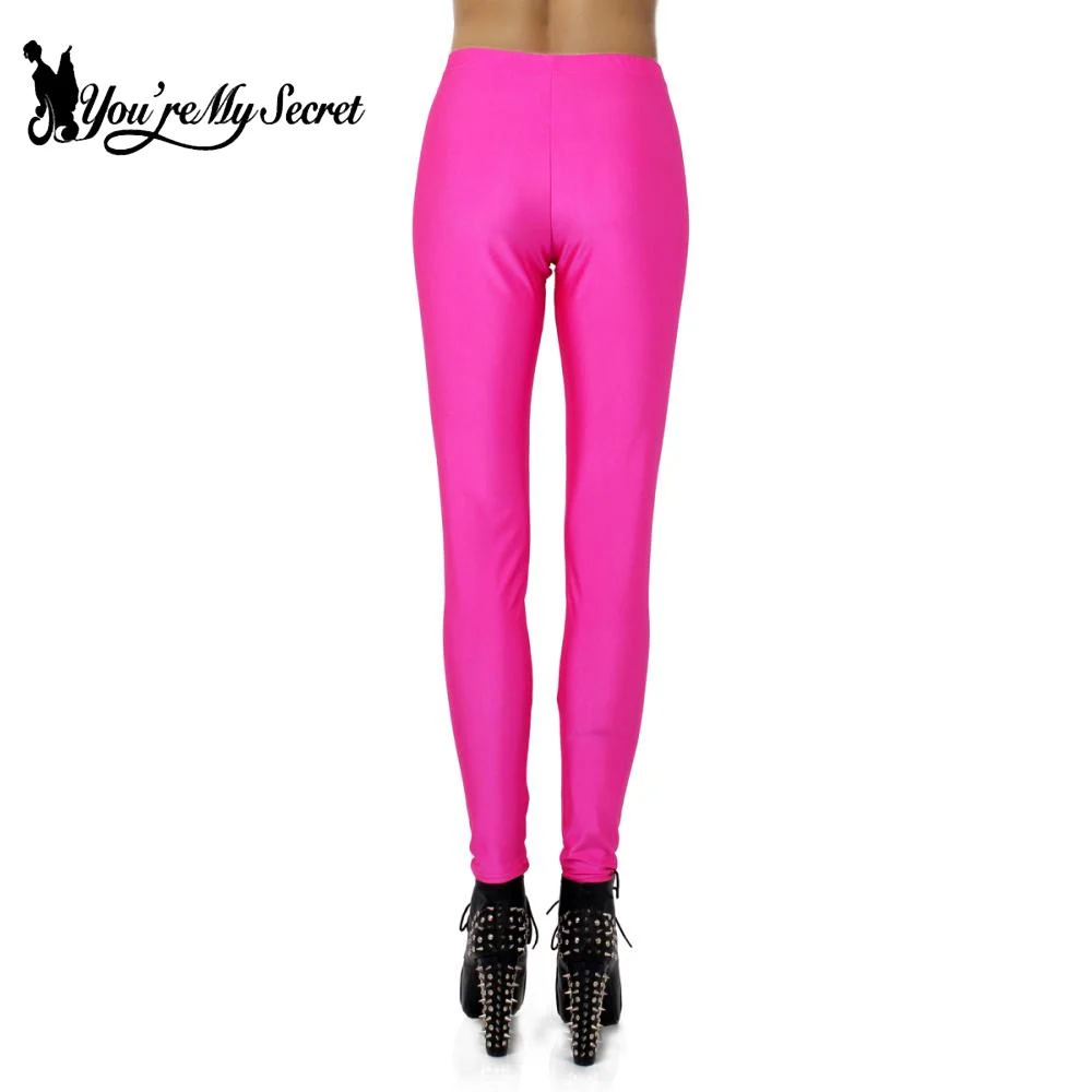 [You're My Secret] Simple 3-Colors Women's Leggings Sexy Slim Tights Rose Red Casual Sports Pants Elastic Mid Waist Trousers