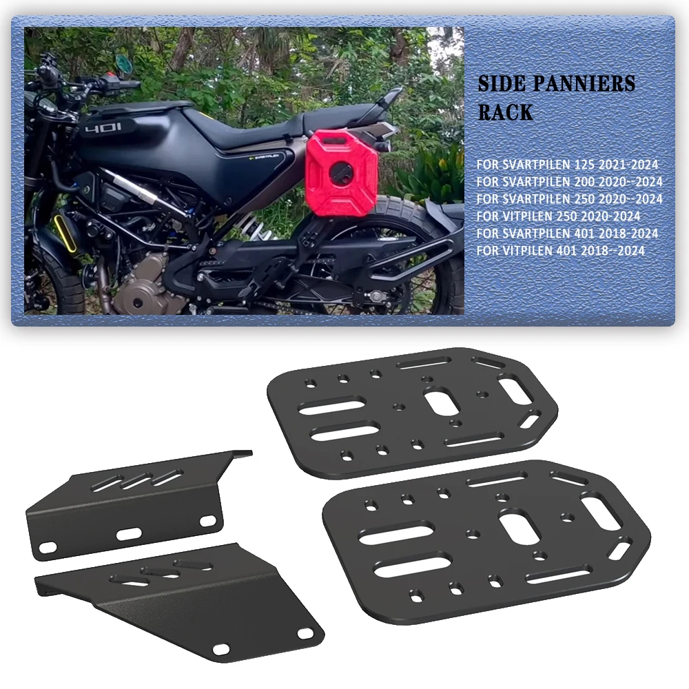 

Side Panniers Rack Fit for Husqvarna Svartpilen 125 200 250 401 Vitpilen 250/401 Motorcycle Saddlebag Support Bar Mount Bracket