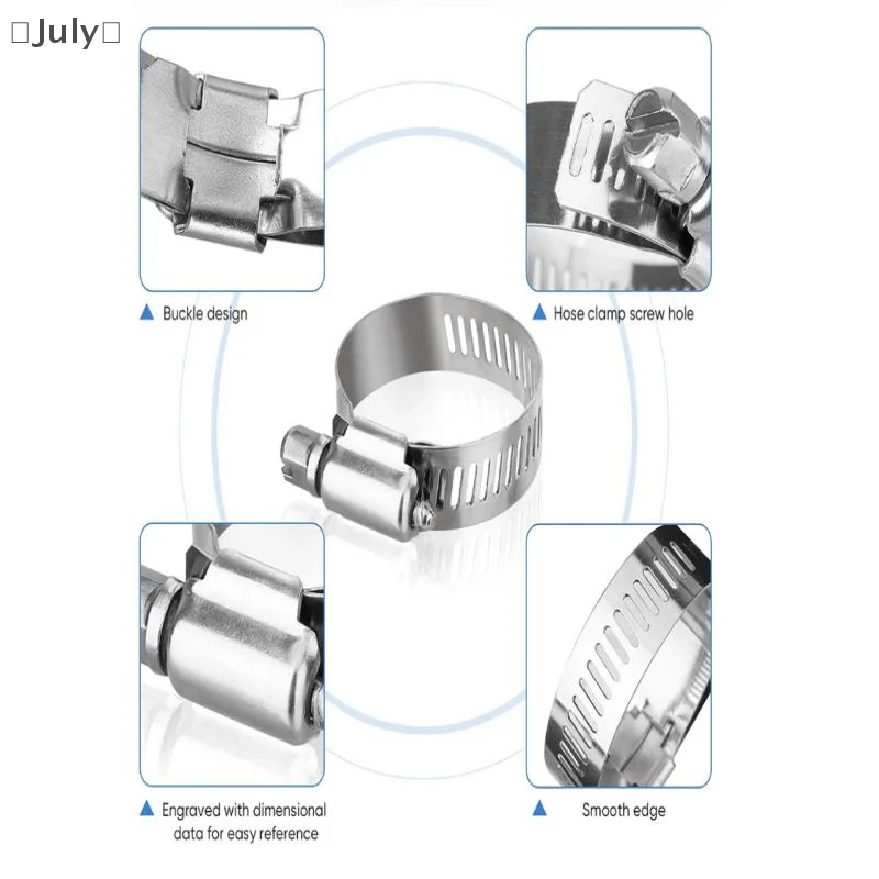 Hose Clamps Set Stainless Steel Adjustable Worm Gear Screw Band Hose Clamp For Pipe Fuel Tube Faucet Fasteners Assortment Kit