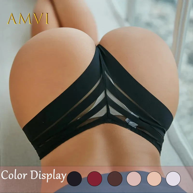 

6pcs hollowed out mesh lace sexy women's thong Traceless panties for women Low Waist Ice Silky Smooth Feeling Ultra-thin Briefs