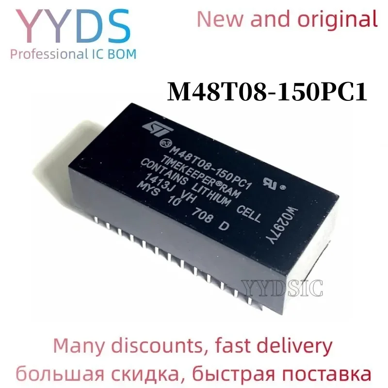 5PCS  M48T08-150PC1 M48T08 48T08 DIP28 64 Kbit 8Kb x 8 TIMEKEEPER SRAM Module New real time clock IC chip