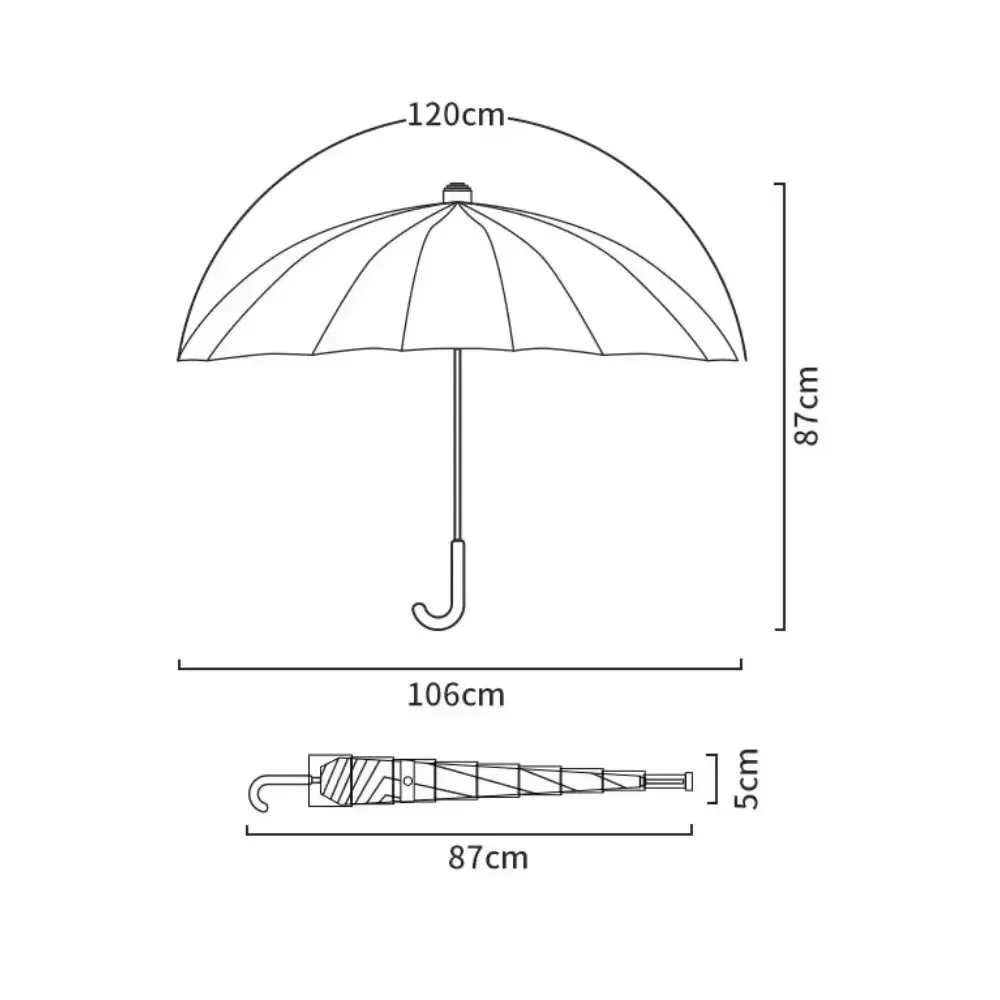 Waterproof Long Handled Umbrellas Solid Color Design Stylish Handmade Creative Umbrella Sunny and Rainy Day Dual-Use Umbrella