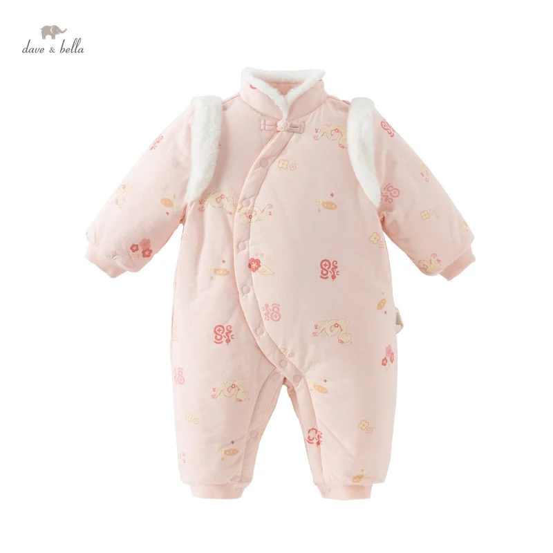 Dave Bella Baby Jumpsuit Newborn Creeper 2024 New Autumn winter Girl\'s Romper Casual  Comfortable Cotton Baby clothes DB4243222