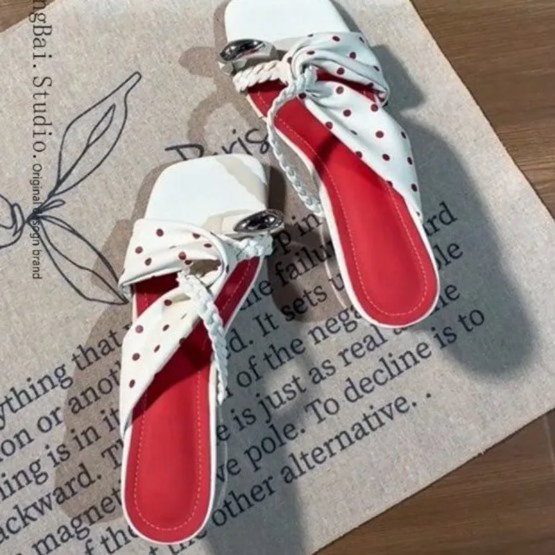 Wave Dot High-heeled Wedge Heel Sandals Women Summer 2026 New Outerwear, Bow Tie, Non Slip, Casual One-piece Cool Slippers