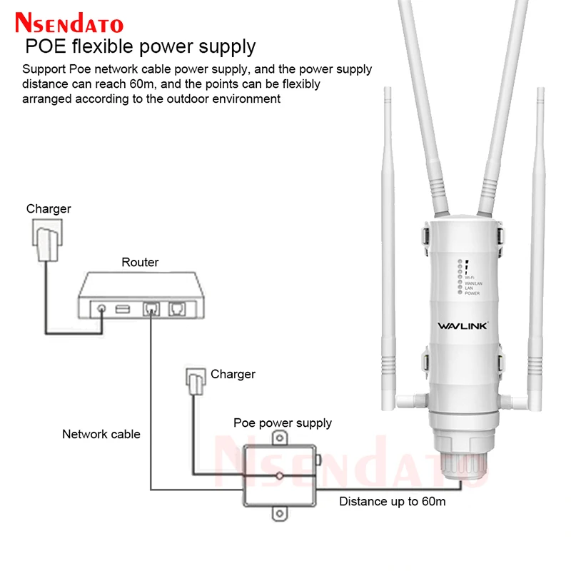 Extender WiFi esterno a lungo raggio Wireless Dual Band 2.4G/5Ghz AC1200 AC600 Router Wifi ad alta potenza/Ripetitore Ripetitore di segnale POE