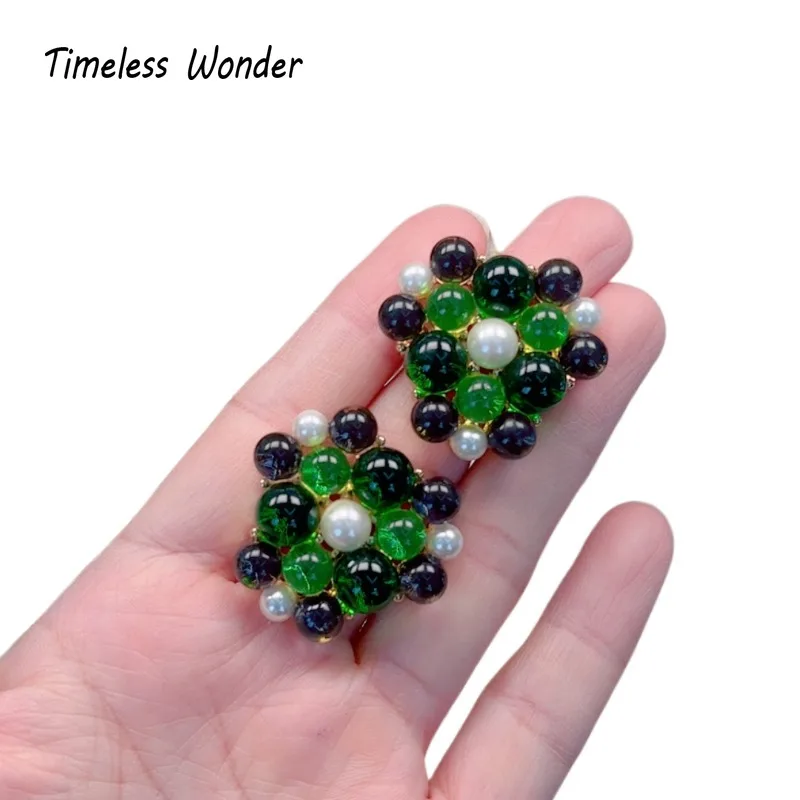 

Timeless Wonder Fancy Geo Glass Beaded Stud Earrings for Women Designer Jewelry Punk Luxury Sweet Gift Rare Top Cute Neat 1370