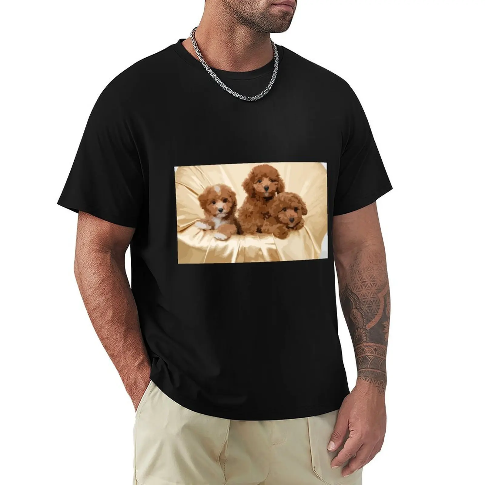 

Poodle Puppies Digital Painting T-Shirt T-shirts oversize summer shirt Luxury man sweat shirts, men