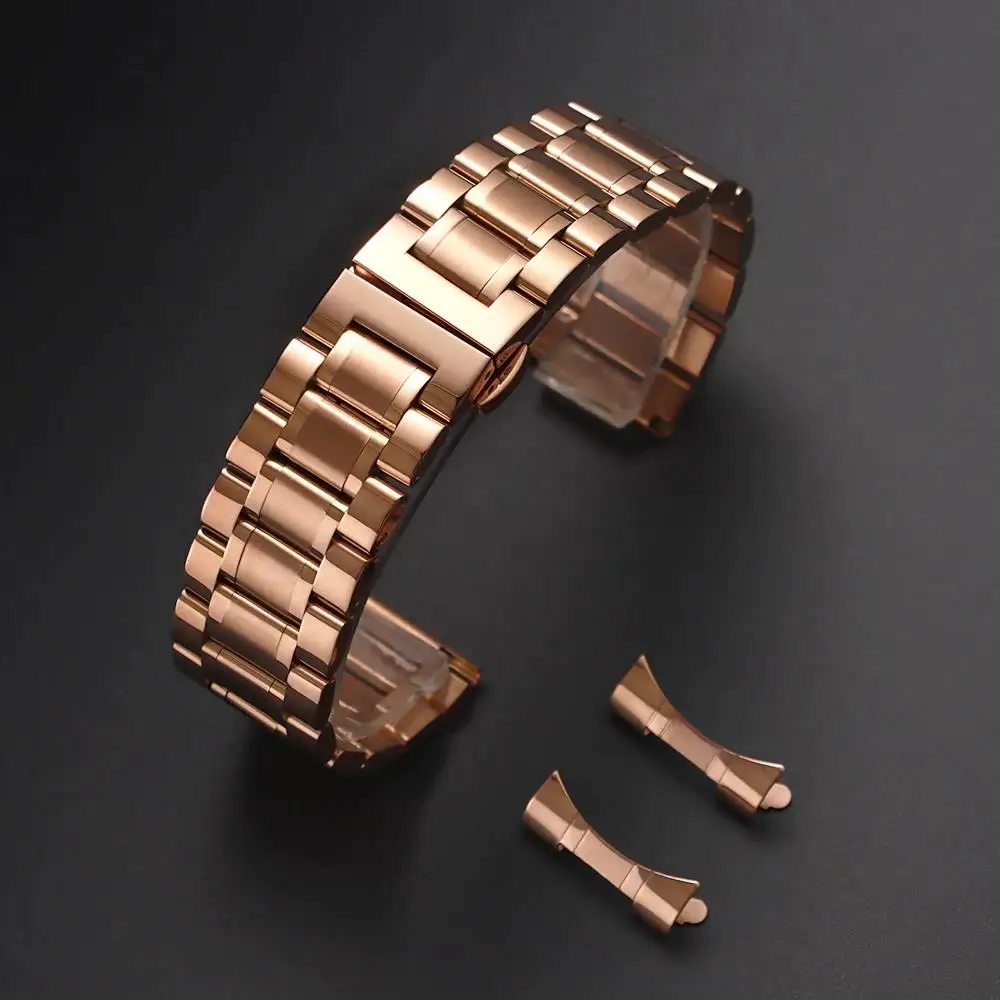 Edelstahl-Uhrenarmband mit gebogenem Ende, 12/13/14/15/16/17/18/19/20/21/22/23/24 mm, Schmetterlingsverschluss, massives Metall-Universalarmband – Detail 7