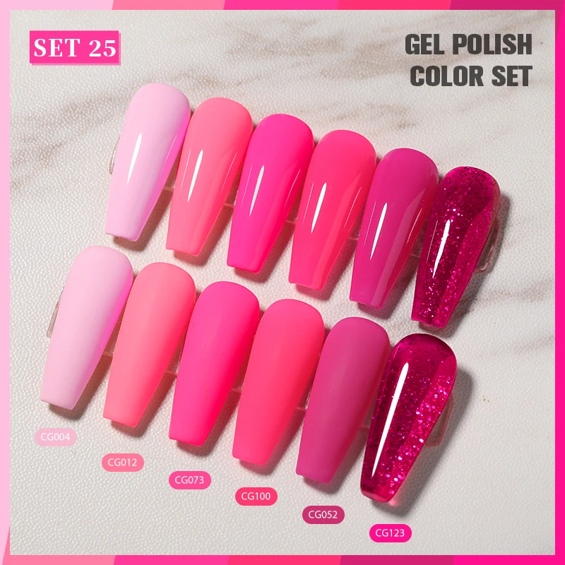 BORN PRETTY Nail Gel Polish Kit Pink Red Color Collection Self Leveling Full Coverage Nail Manicure Set 6Pcs Set