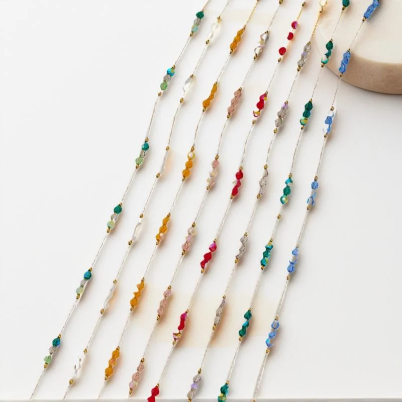 

[YU]1Meter Stainless Steel Colorful Crystal Beading Chain For DIY Handmade Necklaces Bracelets Jewelry Making Accessories