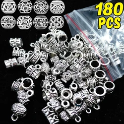 50pcs 5-12mm Mix Tibetan Silver Tube Cube Flat Flower Small Big Metal Spacer Beads For Jewelry Making Diy Bracelet Accessories