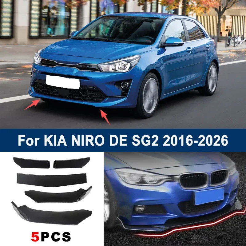 

Adjustable 5Pcs Sectional Front Spoiler Lip For KIA NIRO DE SG2 2016-2026 Front Bumper Splitter Car Exterior Sport Body Kit